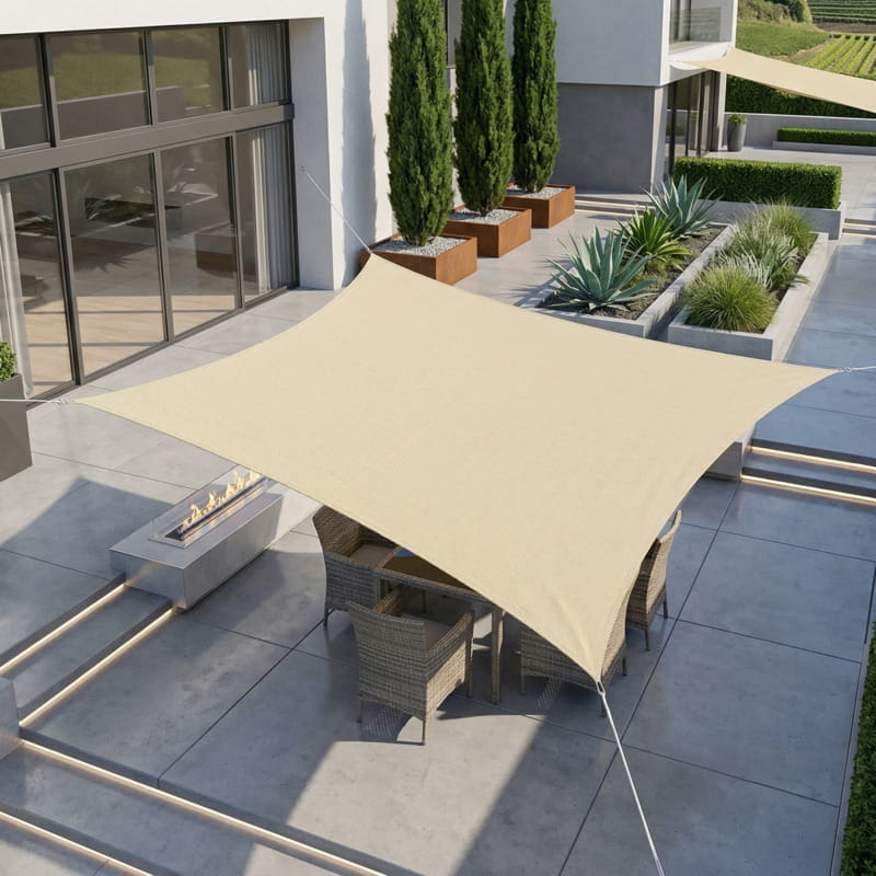 Toile d'ombrage Rectangulaire Beige