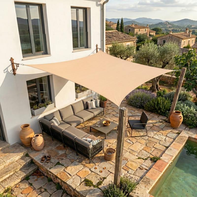 Sonnensegel Rechteckig Cremebeiger